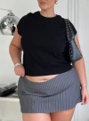 Princess Polly Curve Can't Sleep Skort In Charcoal Stripe