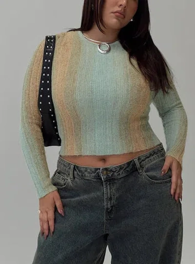 Princess Polly Curve Cardenas Long Sleeve Top Green Curve