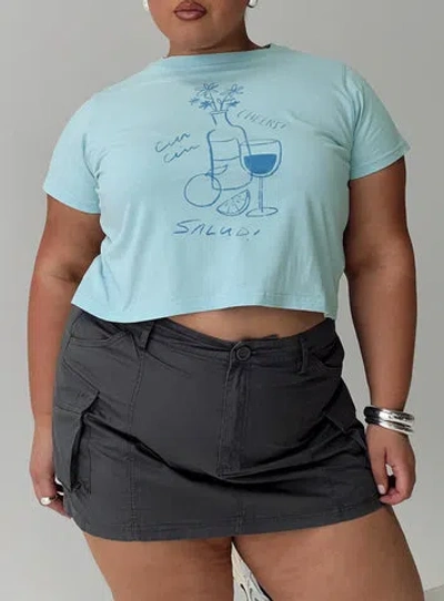Princess Polly Curve Cheers To You Tee Blue Curve