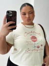 Princess Polly Curve Cherry Cocktails Tee In Cream