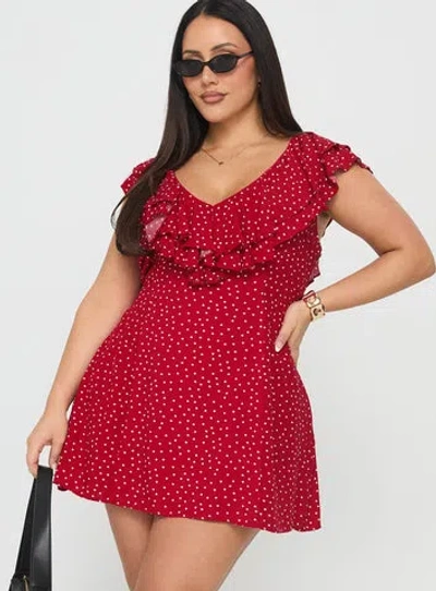 Princess Polly Curve Cherry Schnapps Flutter Mini Dress In Red