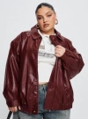 Princess Polly Curve Devija Faux Leather Jacket In Burgundy
