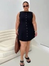 Princess Polly Curve Dollie Linen Mini Dress In Black