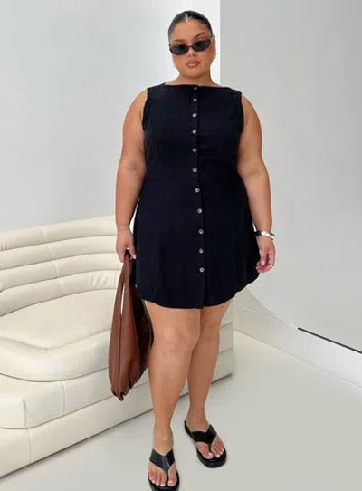 Princess Polly Curve Dollie Linen Mini Dress In Black