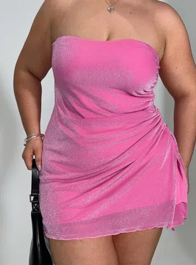 Princess Polly Curve Donelli Strapless Mini Dress Pink Curve In Multi