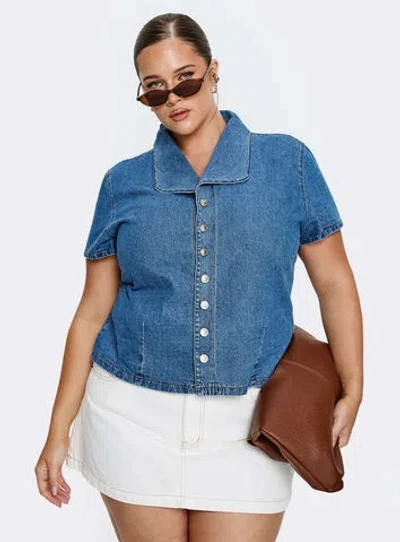 Princess Polly Curve Ellix Button Up Top In Blue