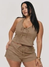 Princess Polly Curve Eternal Youth Faux Suede Top In Taupe
