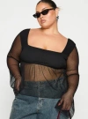Princess Polly Curve Fiorello Long Sleeve Top In Black