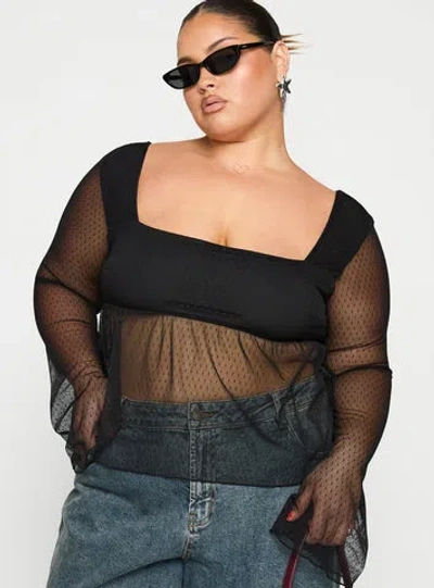 Princess Polly Curve Fiorello Long Sleeve Top In Black