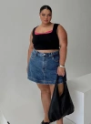 Princess Polly Curve Gazelle Denim Skort Mid Wash Curve In Mid Blue