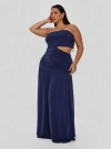 Princess Polly Curve Grandeur Strapless Maxi Dress In Navy