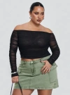 Princess Polly Curve Hartford Off The Shoulder Top Black Curve In Black