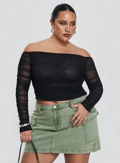 Princess Polly Curve Hartford Off The Shoulder Top Black Curve
