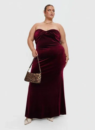 Princess Polly Curve Irena Strapless Maxi Dress In Burgundy