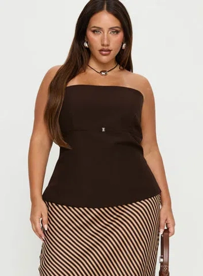 Princess Polly Curve Irresistible Strapless Top In Brown