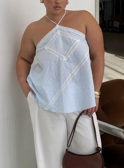 Princess Polly Curve Jezabele Halter Top Blue Stripe Curve