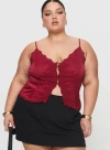 Princess Polly Curve Juliana Top Dark In Red