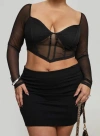 Princess Polly Curve Karley Low Waist Mini Skirt Black Curve In Black