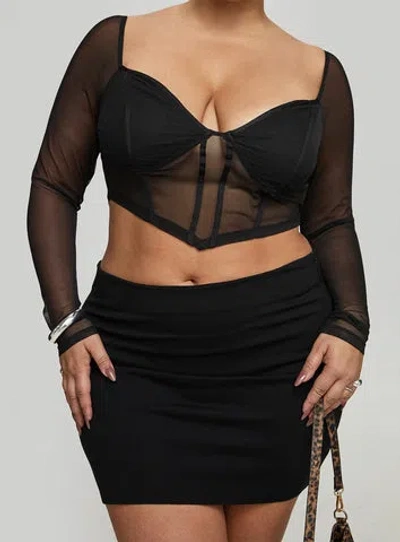 Princess Polly Curve Karley Low Waist Mini Skirt Black Curve