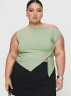 Princess Polly Curve Karre Off The Shoulder Top In Sage