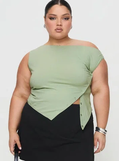 Princess Polly Curve Karre Off The Shoulder Top In Sage