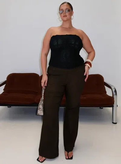 Princess Polly Curve Kinkirk Flared Pants In Brown