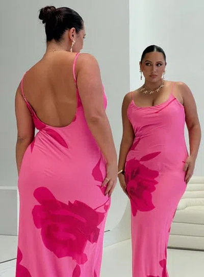 Princess Polly Curve Knox Maxi Dress Hot Pink Floral Curve