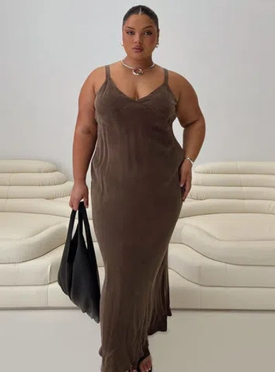 Princess Polly Curve Laurette Maxi Dress Brown Curve