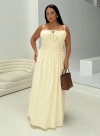 Princess Polly Curve Loralei Shirred Maxi Dress In Yellow