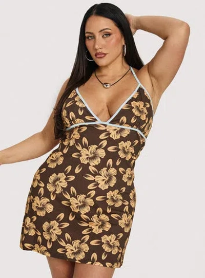 Princess Polly Curve Mishie Halter Mini Dress In Brown