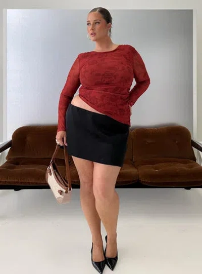Princess Polly Curve Nadya Satin Tailored Mini Skirt In Black