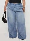 Princess Polly Curve Naylor Wide Leg Jeans Light Wash In Denim