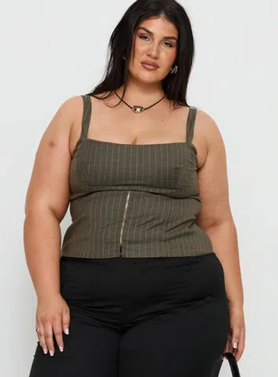 Princess Polly Curve Nylen Tailored Suiting Top In Gray