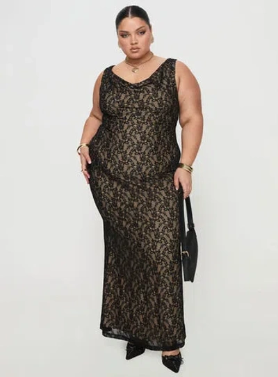 Princess Polly Curve Romani Lace Maxi Dress In Black