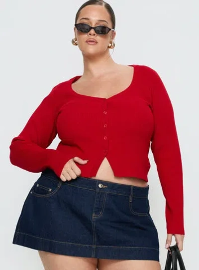 Princess Polly Curve Sorenna Long Sleeve Top In Red