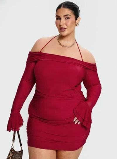 Princess Polly Curve Taylon Off The Shoulder Mini Dress