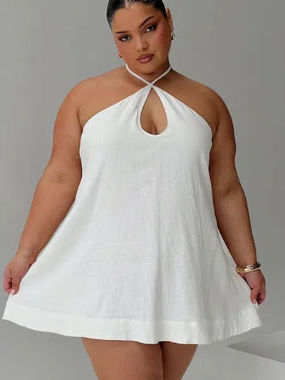 Princess Polly Curve Thomasina Linen Halter Dress In White
