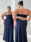 Princess Polly Curve Yahir Strapless Maxi Dress Navy Curve In Navy