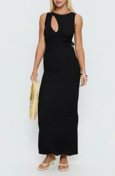 Princess Polly Cymone Texture Cutout Sleeveless Maxi Dress In Black