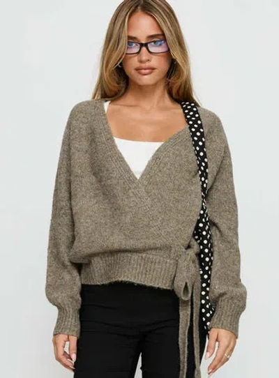 Princess Polly Daelan Wrap Knit Cardigan In Brown