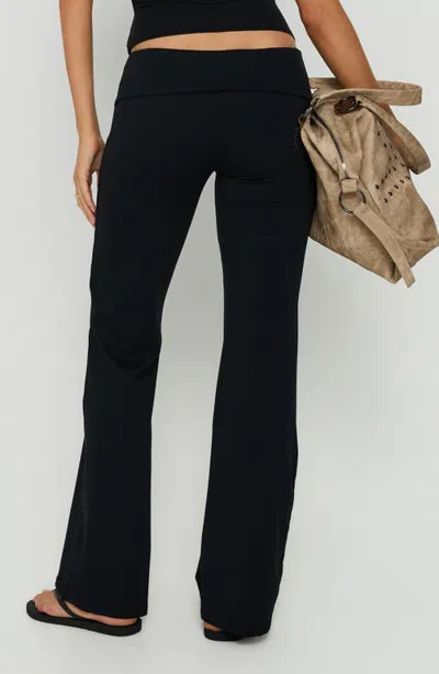 Princess Polly Daily Define Foldover Waist Straight Leg Pants In Black