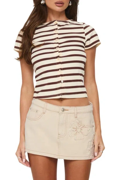 Princess Polly Daisee Low Rise Denim Miniskort In Neutral