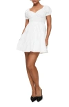 Princess Polly Daniela Tiered Puff Sleeve Cotton Minidress In White