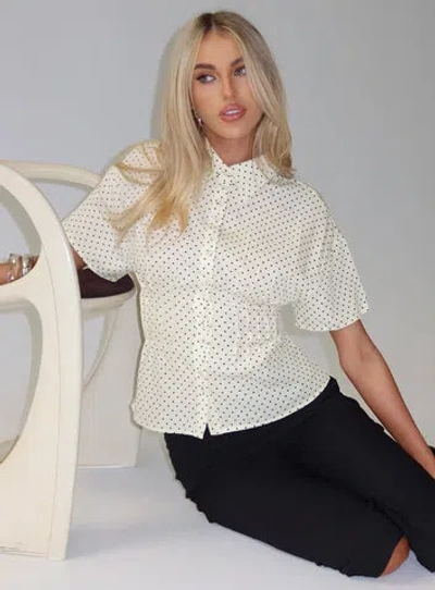 Princess Polly Danica Cinched Waist Tie Back Detail Drop Shoulder Shirt In White
