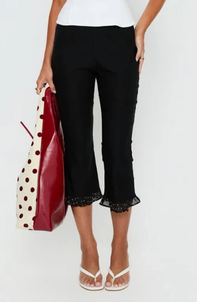 Princess Polly Darsie Frill Capri Pants In Black
