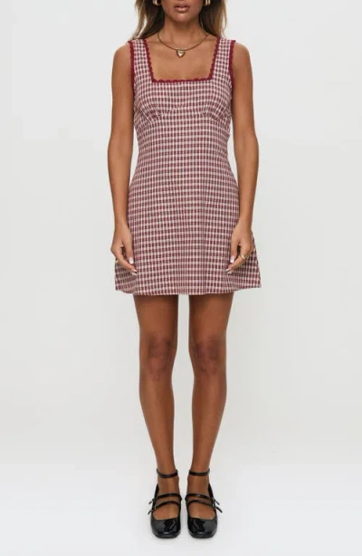 Princess Polly Dasha Check Cotton Fit & Flare Minidress In Red