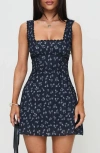Princess Polly Dasha Floral Cotton Fit & Flare Minidress In Blue