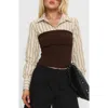 Princess Polly Dawnette Stripe Layered Shirt In Brown