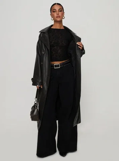 Princess Polly Day To Night Faux Leather Jacket In Washed Black