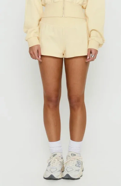 Princess Polly Daybreak Rib Waist Shorts In Yellow